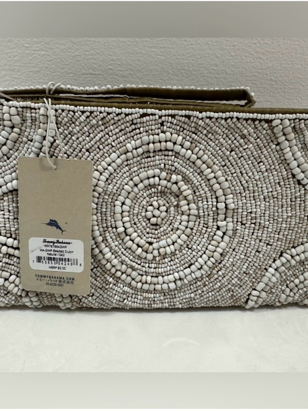 Tommy Bahama Neutral Beaded Spiral Clutch